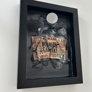 Amaro Bomba Carta - Quadro bottiglia amaro in resina epossidica fatto a mano