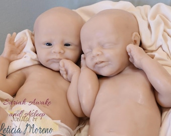 Muñeca bebé de silicona con forma de malvavisco personalizada, Sariah, despierta o dormida.