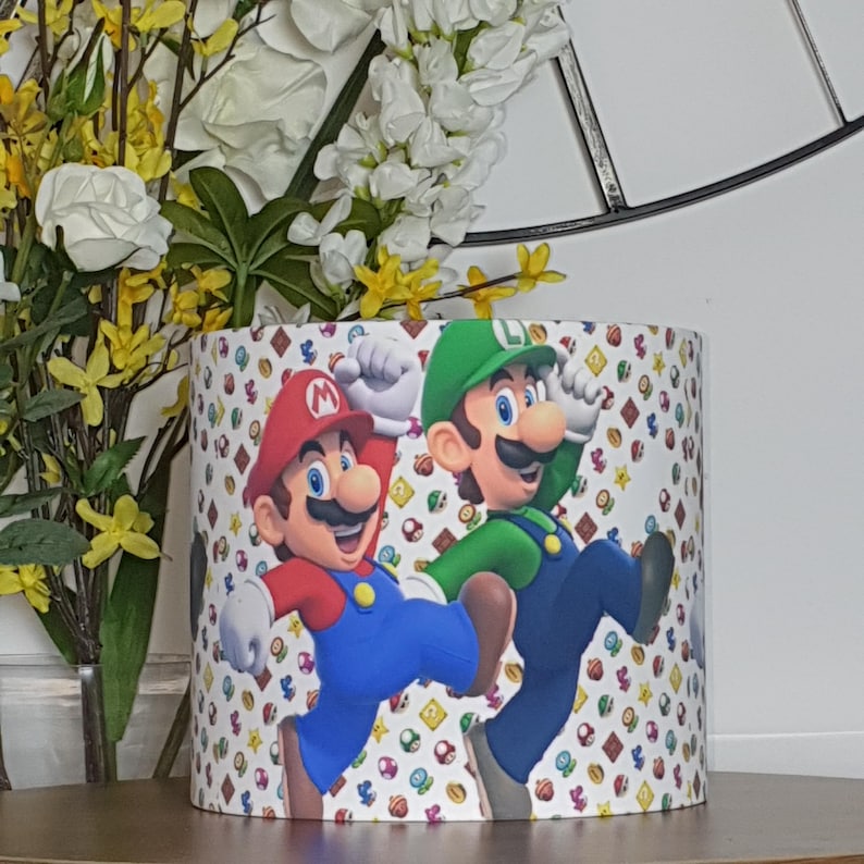 Super Mario Bros mario and luigi Ceiling Light Shade or Table Lampshade 8",10" or 12" image 1