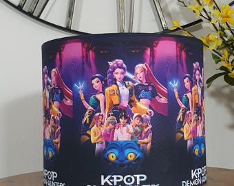 K-Pop Demon Hunter Ceiling Light Shade or Table Lampshade 8",10" or 12" | with FREE set of 3 A4 Wall Art prints |Design D