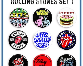 Juego de insignias de los Rolling Stones: pin en forma de D de 25 mm (1")