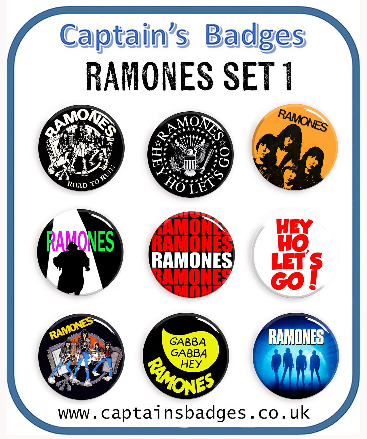 Ramones Punk Badge Set - 25mm (1") D-Pin Set 1