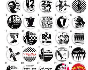 Two Tone Badges 25mm  - select 5 to 25 of your choice