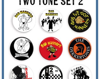 Juego de insignias Ska/bicolor - Juego de 2 pines D de 25 mm (1")