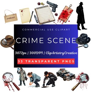Crime Scene Clipart Bundle PNG Transparent Background Digital Download ...
