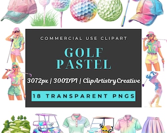 Paquete de imágenes prediseñadas de golf Pastel PNG fondo transparente descarga digital, imágenes prediseñadas de golf, imágenes prediseñadas de golfista, imágenes prediseñadas de golf