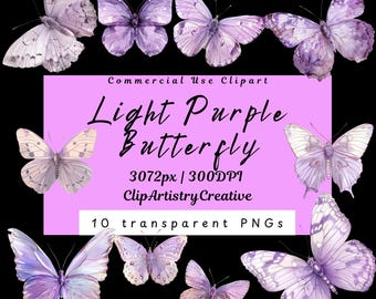 Light Purple Butterfly Butterflies clipart bundle PNG transparent background instant digital download, animal clipart, butterfly images