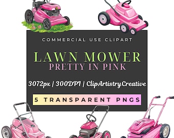Lawn Mower clipart bundle PNG transparent background digital download, Mow the grass clipart, Lawnmower clip art, lawn yard care clipart