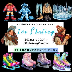 Ice Skating clipart PNG images transparent background digital download, Winter Sport clipart, Winter PNGs, ice skates clipart