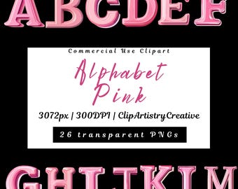 Alfabet roze png transparante achtergrond clipartbundel, babykamer clipart alfabet, alfabet png, alfabet voor babykamerafbeeldingen