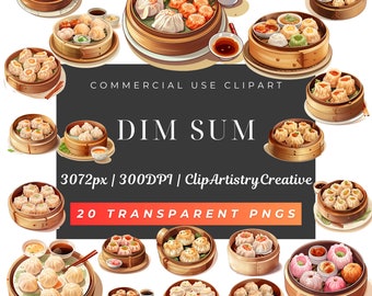 Paquete de imágenes prediseñadas de dim sum PNG con fondo transparente, descarga digital, imágenes prediseñadas de comida china, imágenes prediseñadas de dim sum, imágenes prediseñadas de comida china