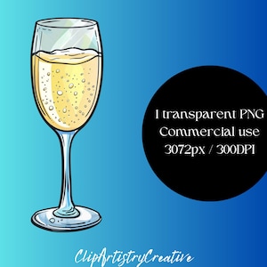 Champagne glass wine glass clipart PNG images illustrations transparent background instant digital download