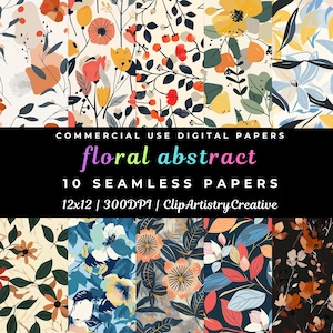 Floral Abstract Seamless Digital Paper Pack Digital Background Commercial Use | Scrapbook Pages | abstract flowers digital paper design