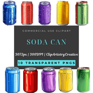 Soda Can clipart bundle PNG transparent background instant digital download, Soda Can clip art images PNG, drinks clipart, soft drink png