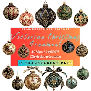 Victorian Christmas Ornament clipart PNG transparent background digital download, Holiday Junk Journal Scrapbooking Clipart images