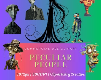 Peculiar People Quirky People clipart bundle PNG transparent background digital download, Crazy Clip art, funky clipart