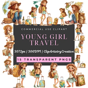 Paquete de imágenes prediseñadas de viajes para niñas PNG fondo transparente, imágenes prediseñadas de viajes, imágenes prediseñadas de maletas, imágenes prediseñadas de Wanderlust, imágenes prediseñadas de tablero de estado de ánimo de viajes
