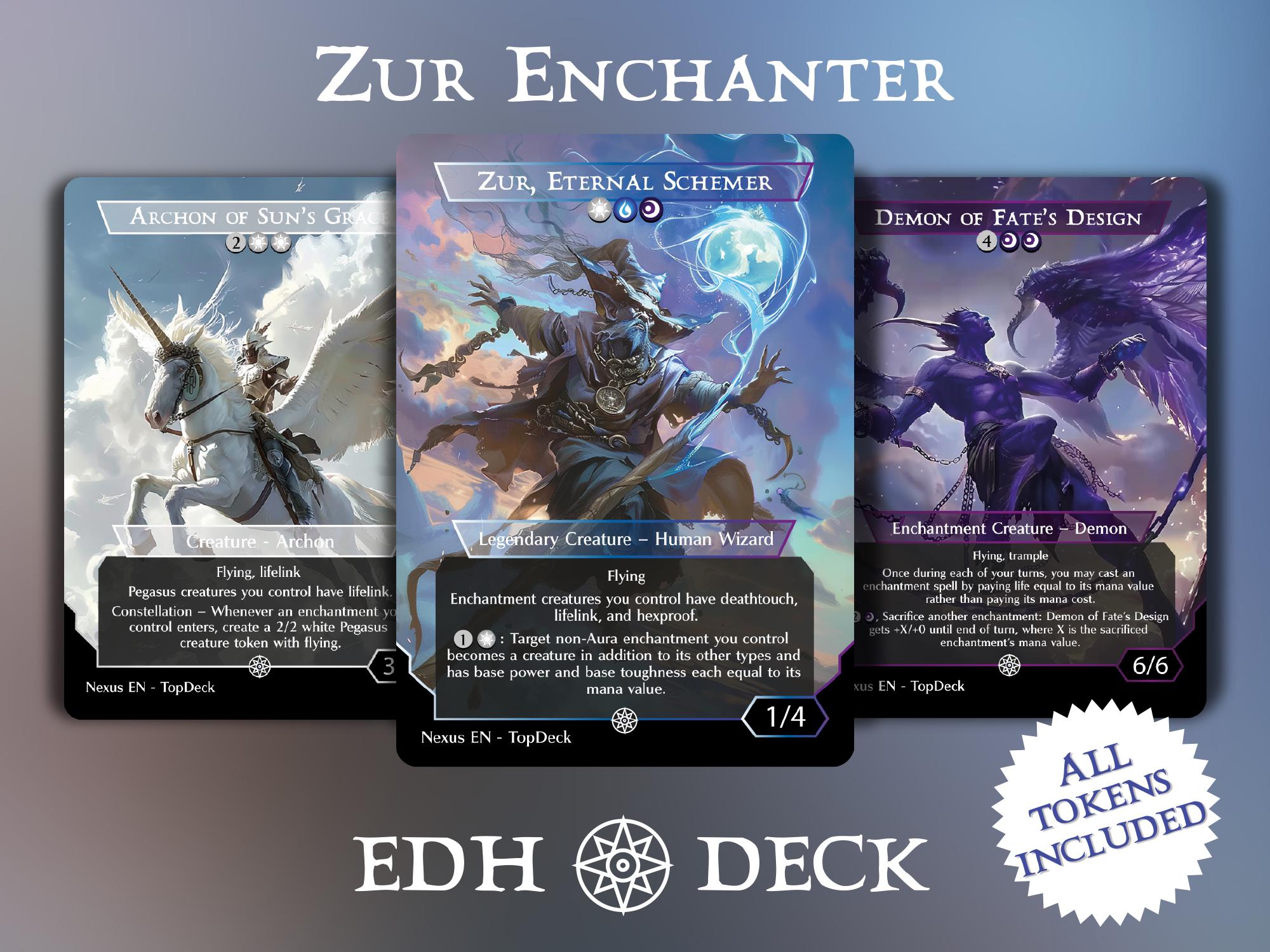 Zur Enchanter - Commander EDH Deck - With Tokens - MTG Full Proxy Deck, Altered Cards cEDH