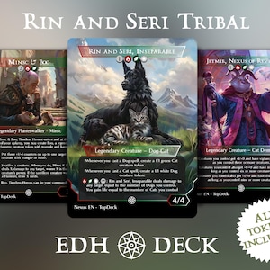 Baraja de cartas de la tribu de gatos y perros Rin y Seri - Commander EDH - Con fichas - Baraja de cartas MTG Full Proxy, cartas modificadas cEDH