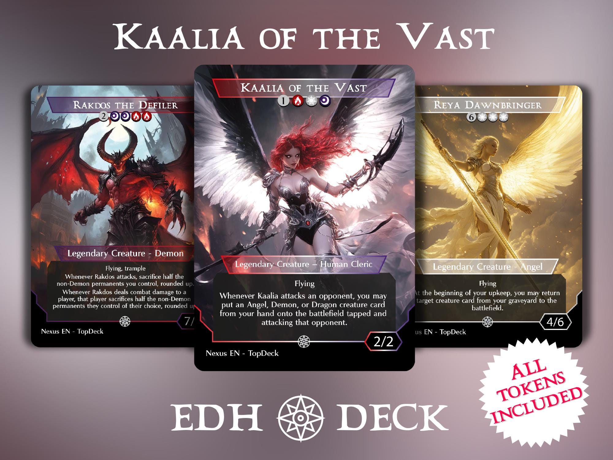 Kaalia of the Vast - Commander EDH Deck - With Tokens - MTG Full Proxy Deck, Altered Cards cEDH