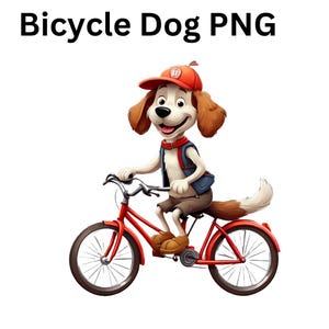 Cartoon Clipart Dog Riding Bicycle Bundle