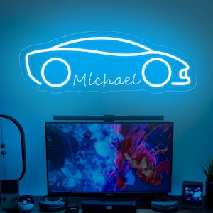 Custom Name Car Neon Sign, Custom Garage Name Sign,Home Man Cave Wall Decor, Led Light For Kids Bedroom, Garage Gift For Him, Birthday Gift