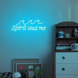 Spirit Lead Me Neon Sign, Sea Wave Neon Light, Elegant Boho Christian Quote Wall Art, Bible Verse Neon, Religious Faith Wall Decoration