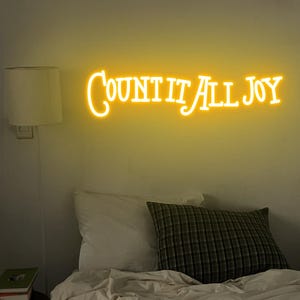 Count It All Joy Neon Sign, Be Happy Faith Neon, Gift For Christians, Faith Sign, Jesus Lover Gift, Religious Wall Decor, Bible Quote Neon