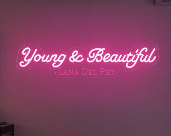 Young And Beautiful led neon sign, Lana Del Rey Merch, Music Wall Art, Pop Music Led Neon Light, Gift for Lana Del Rey Fans, Retro wall neon