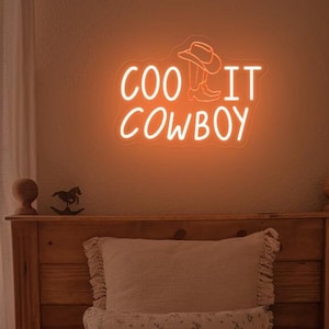 Cool It Cowboy Neon Sign, Western Rodeo Sign, Mancave Decor, Cowboy Led Wall Neon, Cowboy Room Decor, Ranch Wall Decor, Cowboy Party Neon