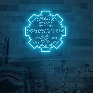 Custom Garage Neon Sign, Personalized Workshop Sign Car Neon, Garage Neon Sign Art, Garage Open Sign, Garage Wall Decor, Man Cave Decor