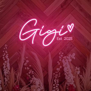 Custom Name With Heart Led Neon Sign, Personalized Kid&#39;s Bedroom Nursery Girl Dorm Room Neon Light Wall Decor, Gift For Kids Roomies Gift