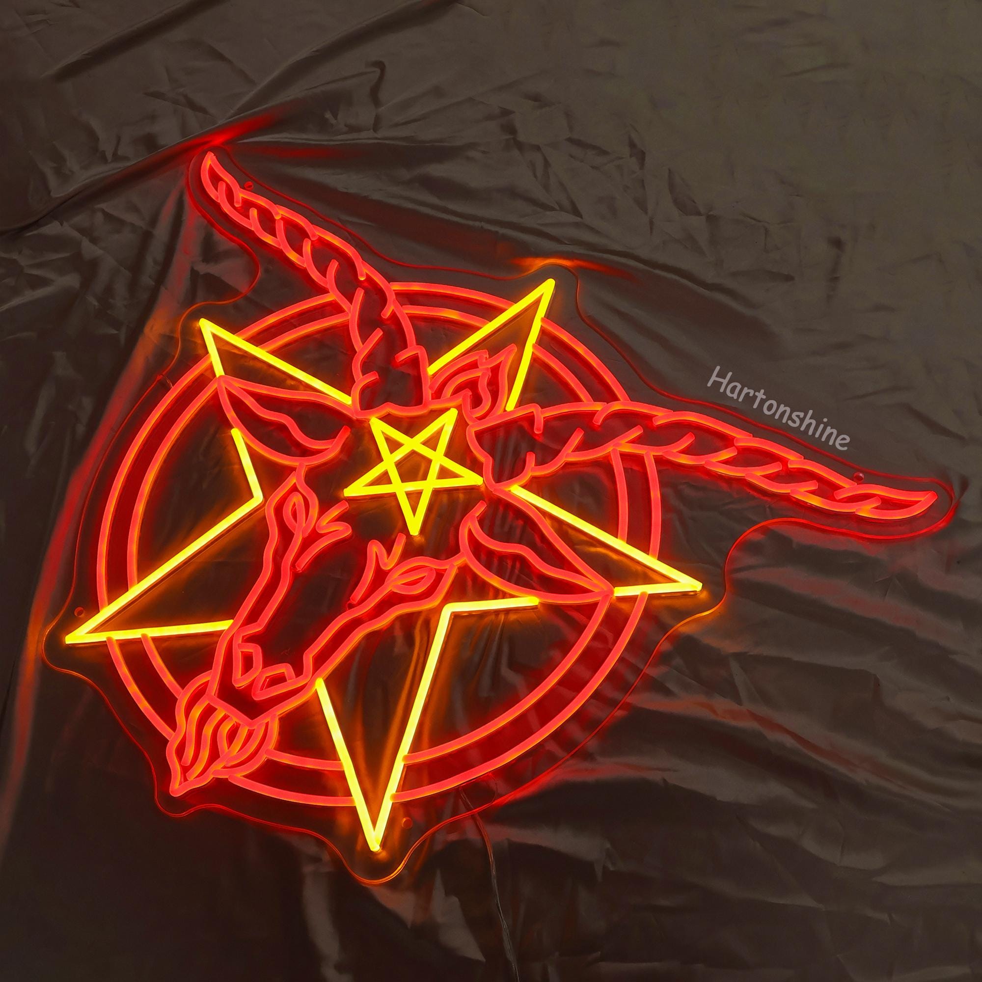 Baphomet Gothic Neon Sign, Gothic Dark Bedroom Dorm College Gift Led ...