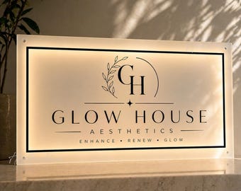 Letrero acrílico retroiluminado RGB personalizado para salón de belleza, logotipo LED para negocios, decoración de pared para recepción.