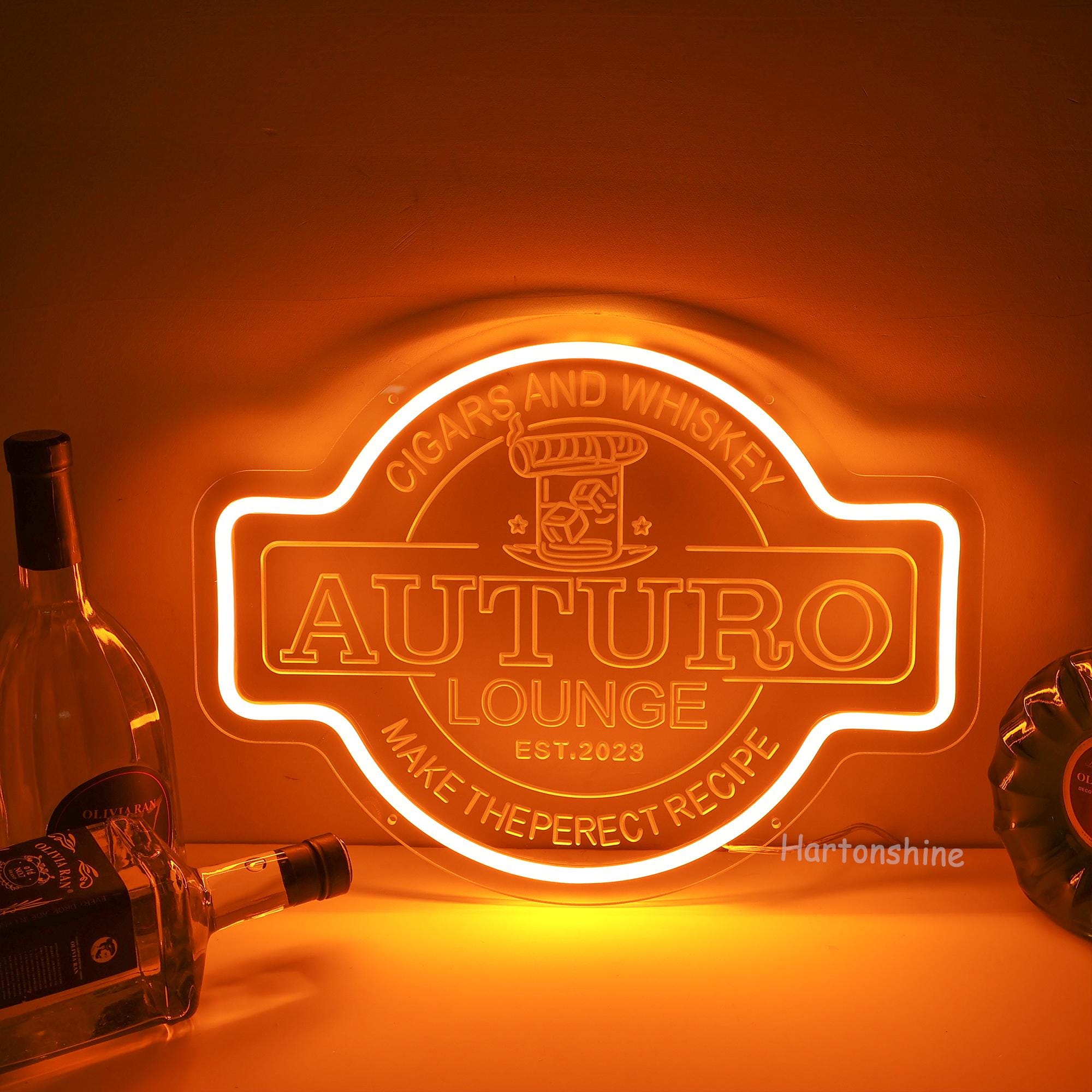 Custom Cigar Whiskey Lounge Neon Sign, Personalized Cigar Smoking ...