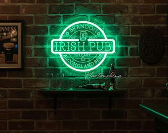 Letreiro de néon personalizado para pub irlandês, letreiro de néon personalizado para bar irlandês de uísque, decoração de pub irlandês, letreiro para bebidas, letreiro para bebidas irlandesas, presente de Ano Novo