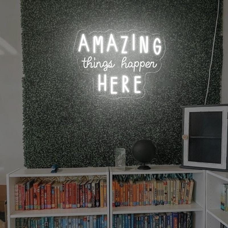 Amazing Things Happen Here Neon Sign, Teachers School Neon Light ...