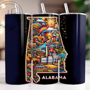 Alabama 20 oz Skinny Tumbler Wrap Designs Sublimation Design Digital Download PNG Instant DIGITAL only. Alabama State