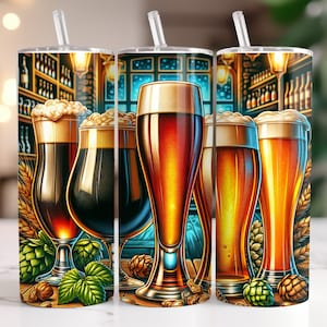 Beer Tumbler Wrap 20 oz Skinny Tumbler Wrap Designs Sublimation Design Digital Download PNG Instant DIGITAL only, Beer Lover Gift