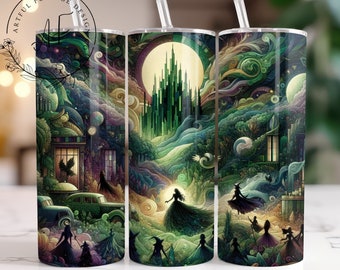 Wicked Inspired Wrap 20 oz Skinny Tumbler Wrap Designs Sublimeringsdesign Digital Nedladdning PNG Omedelbar DIGITALT Endast.