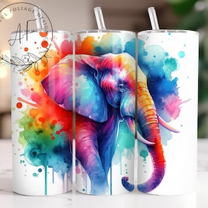 Watercolor Elephant Wrap 20 oz Skinny Tumbler Wrap Designs Sublimation Design Digital Download PNG Instant DIGITAL only!