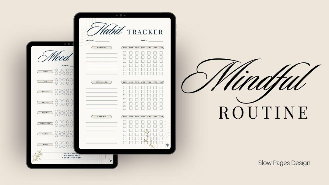 Habit & Mood Tracker Bundle Printable | Minimal Self Care Planner Set ...