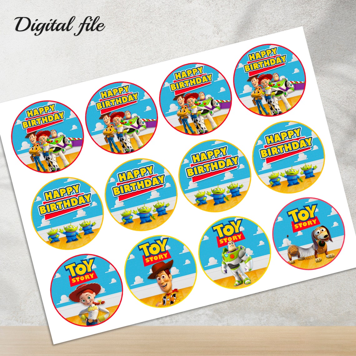 Toy Story Cupcake Toppers, Toy Story Printable Cupcake Topper, Toy ...