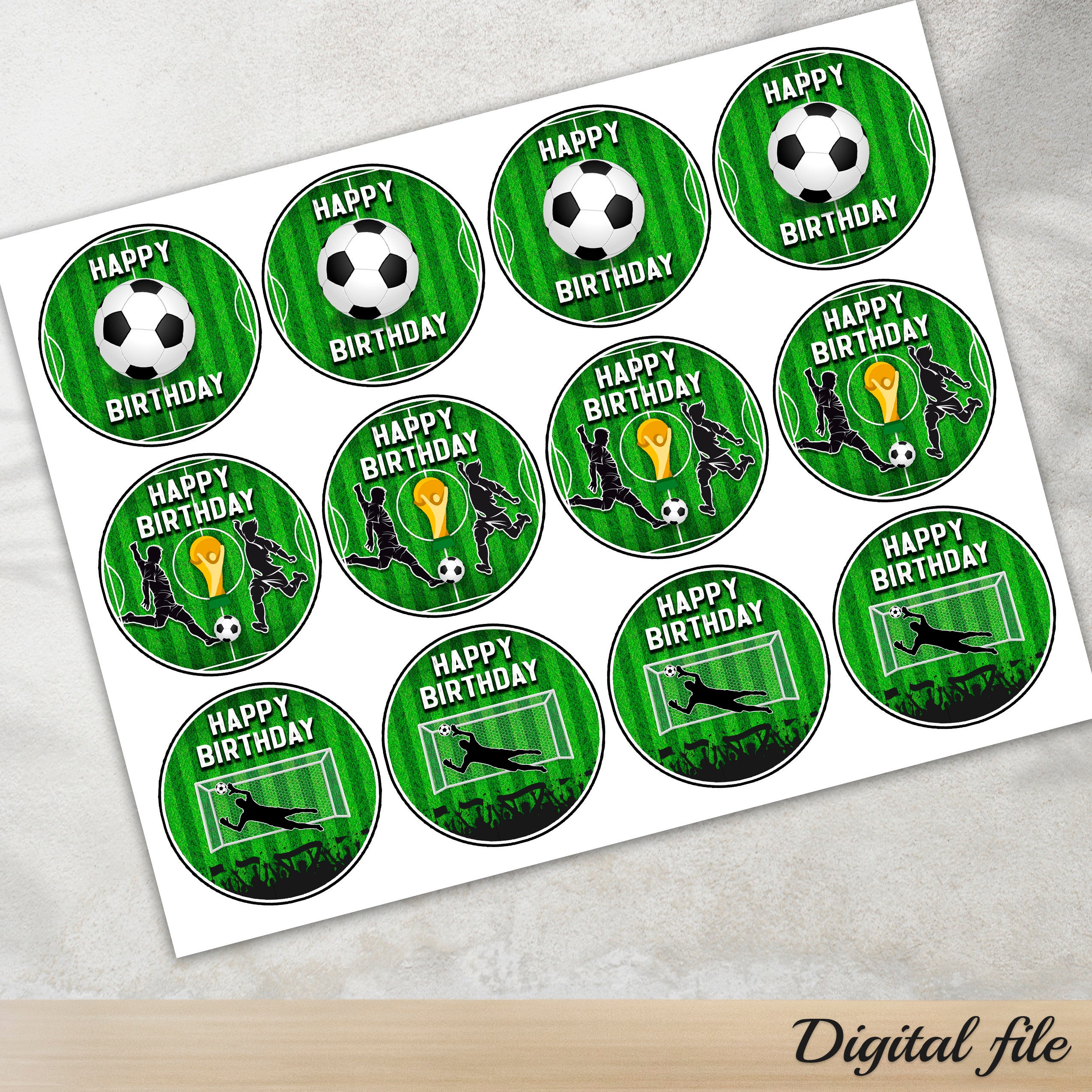 Soccer Cupcake Toppers Printable, Football Cupcake Toppers, Soccer ...