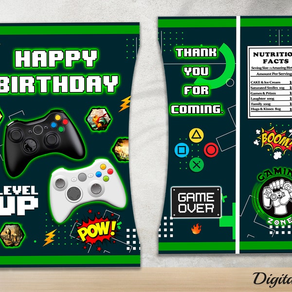 Video Game Chip Bag Printable, Gamer Party Chip Bag Wrappers, Video Game Birthday Party, Gamer Wrappers, Gamer Chip Bag, Digital Printable