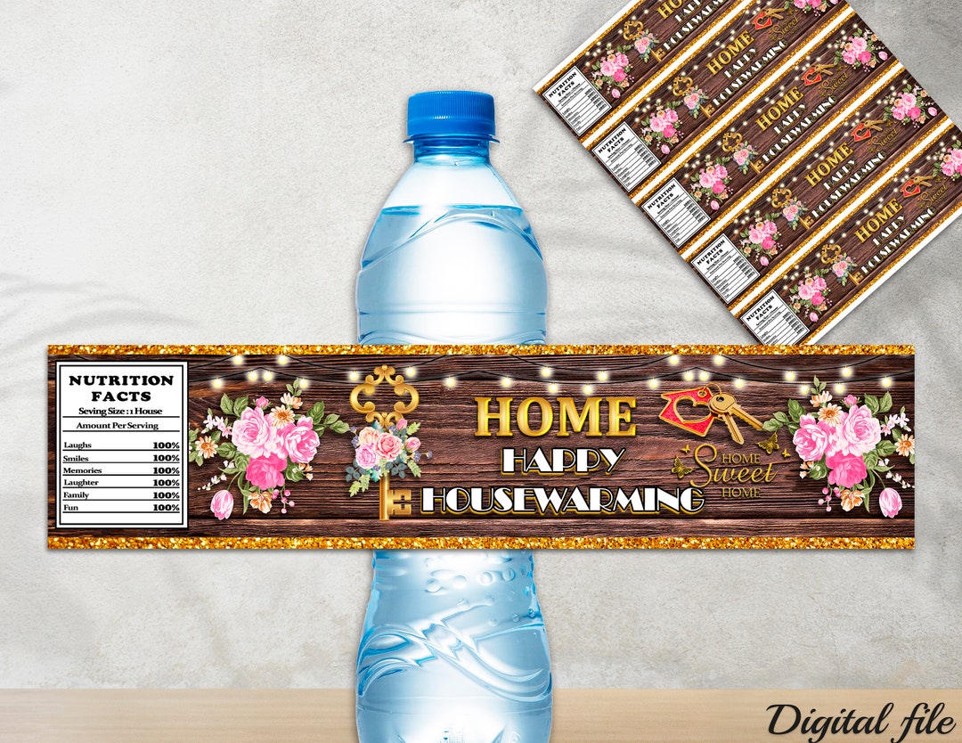 Home Sweet Water Bottle Printable, Housewarming Water Bottle Labels ... Home Sweet Water Bottle Printable, Housewarming Water Bottle Labels ...