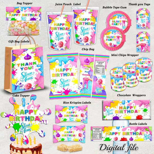 Slime Party Kit Digital, Slime Birthday Party, Slime Party Package, Party Decoration, Slime Party Supplies, Party Decor, Slime Party Set