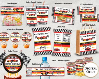 Racing Party Bundle, Racing Party Kit Digital, Racing Birthday Party, Racing Party Set, Racing Chip Bag, Racing Pack Printable, Race Car