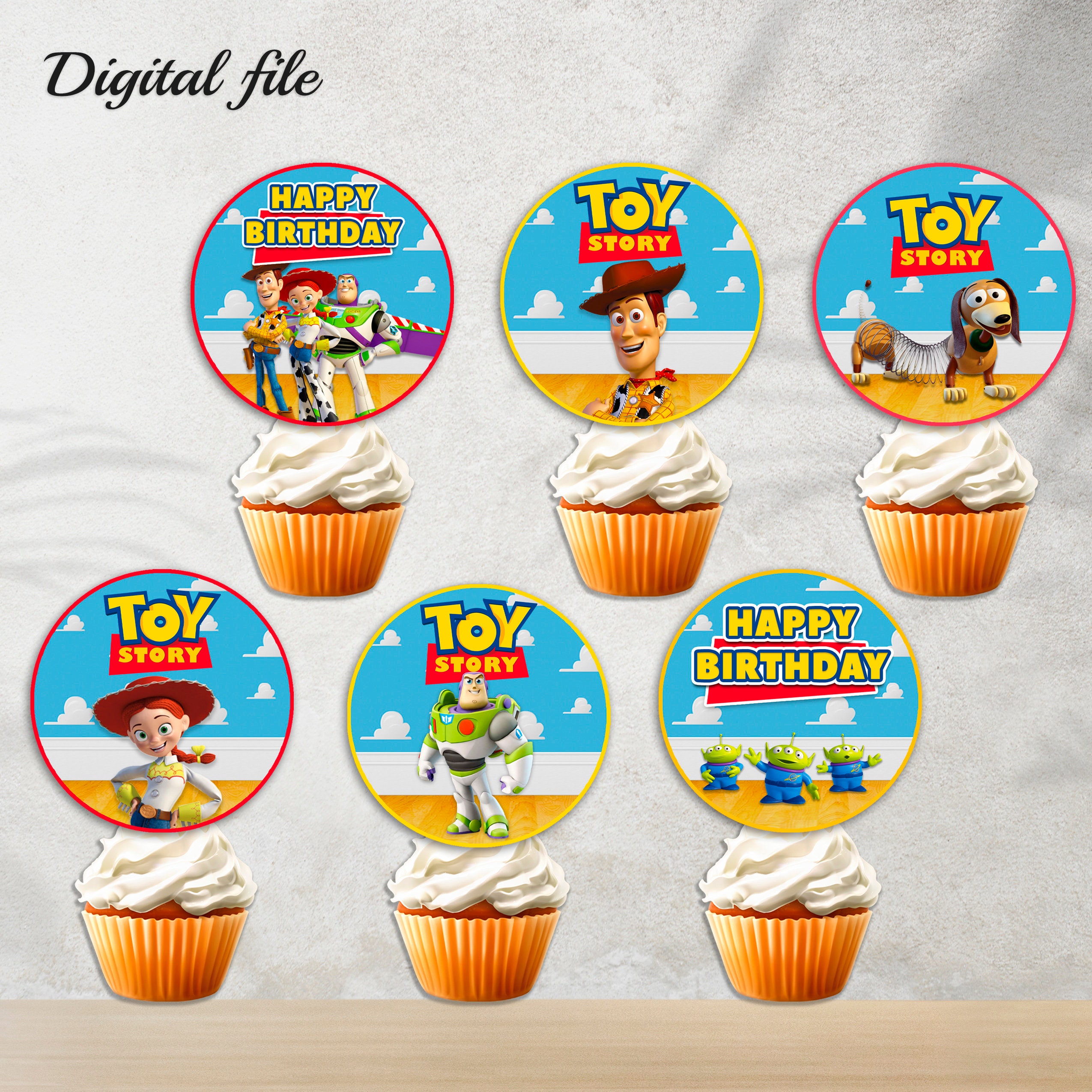Toy Story Cupcake Toppers, Toy Story Printable Cupcake Topper, Toy ...