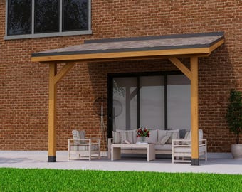DIY 10x12 Lean To Pergola Plans - Attached Patio Cover Woodworking Plans - Modern Roofed Pavilion DIY Blueprint (PDF Download)